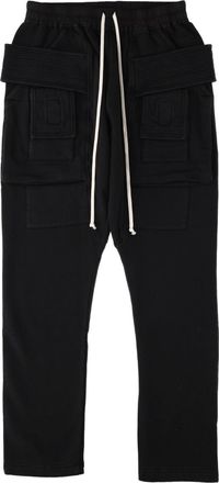 Rick Owens Relaxed Fit Cropped Cargo Pants with Contrasting Drawstring and Ribbed Detailing