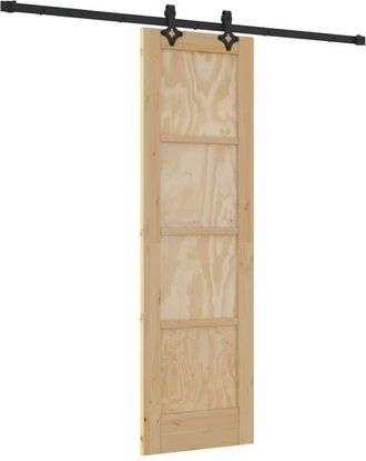 vidaXL Puerta Corredera Manual Natural Y Negro 61 X 198.5 Cm Vidaxl