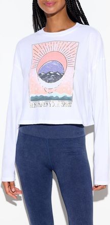 Spiritual Gangster Cosmic Connection Drew Long Sleeve Crop Top in White at Nordstrom, Size X-Large