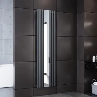 Sonni Sonni Radiador Con Espejo Antracita Radiador De Panel Ovalado Conexi&oacute;n Central Vertical Monocapa1800x504mm