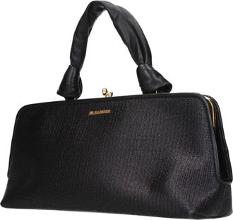 Jil Sander Womens Raffia Handbag Black