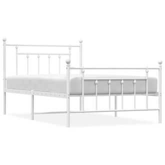 Berkfield Home Metal Bed Frame with Headboard & Footboard White 107x203 cm