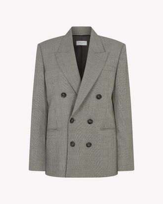Serena Bute Wool Double Breasted Blazer - Prince of Wales Check