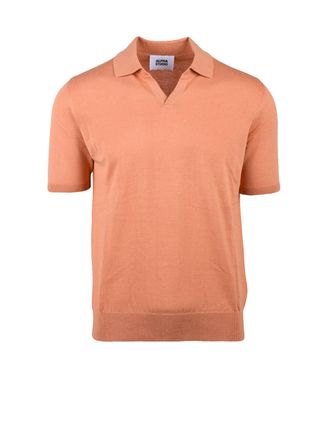 Alpha Studio Peach Cotton Knit Polo