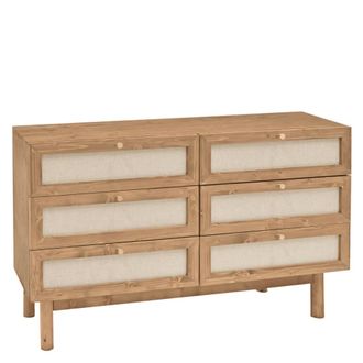 Deco Wood C&oacute;moda de madera maciza y con seis cajones en tono envejecido 76x120cm