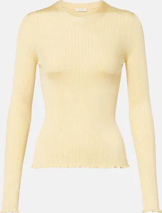 Alaia Ala&iuml;a RIbbed-knit silk-blend top