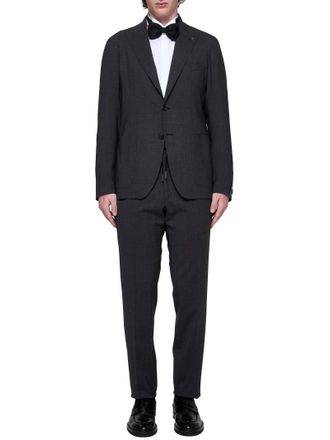 Tagliatore Mens Single-Breasted Wool Suit Anthracite Grey Virgin Suits
