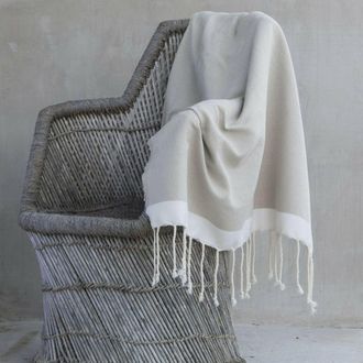 Febronie Manta plaid algod&oacute;n topo claro / crudo 160x250