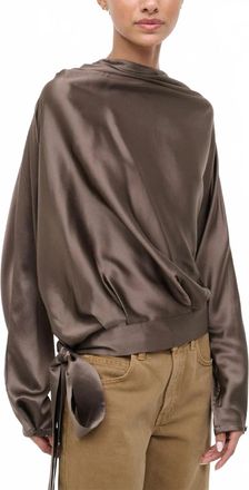 Staud Phoebe Silk Top In Truffle