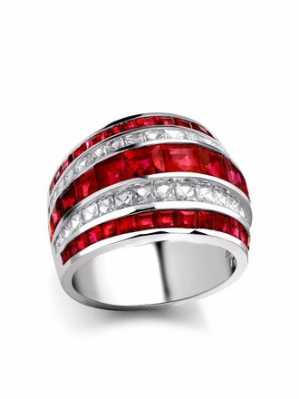 Pragnell platinum Manhattan classic ruby and diamond ring - Silver