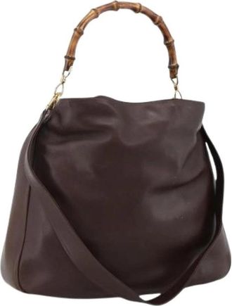 Gucci Pre-owned Vintage Schoudertas - Dames - Vintage Handtas - Bruin - ONE Size - Leer - Vintage