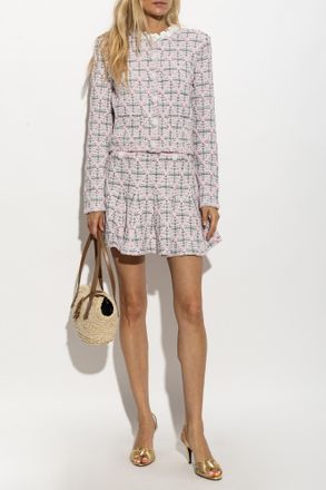 Self Portrait Checked Knit Skirt, Womens, Pink