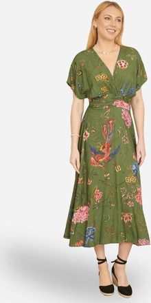 Yumi Ruched Waist Midi Dress in Green at Nordstrom, Size 16