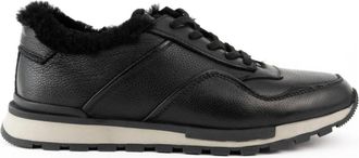 Sergio Moretti Zwarte Sneakers met Veters - Heren - Sneakers - Zwart - 43 EU - Leer - Schoenen