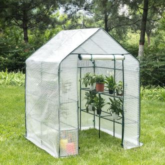 Woltu Invernadero De Jard&iacute;n Para Plantas Con 4 Niveles 143x143x195 Cm Invernadero Tipo Caseta De Jard&iacute;n Cultivos Flores Y Verduras Blanco - Woltu