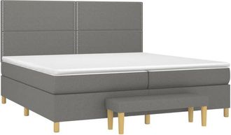 vidaXL Vidaxl - Cama Box Spring Con Colch&oacute;n Tela Gris Oscuro 200x200 Cm