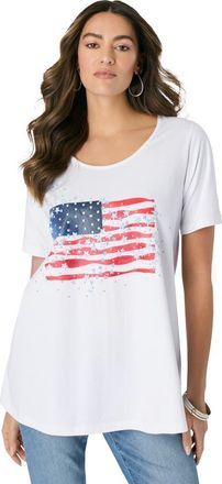 Roaman's American Graphic Swing Tee in White American Flag at Nordstrom, Size 24