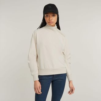 G-Star Womens G-Star RAW Asymmetric Button Mock Sweater - White Cotton - Size X-Small
