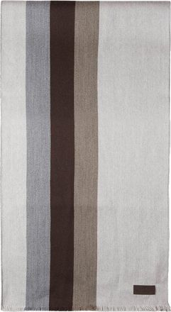 Paul & Shark Alcantara badge wool striped scarf, Man, Birch-frost Gray-thrush-seal Brown, Size: TGU