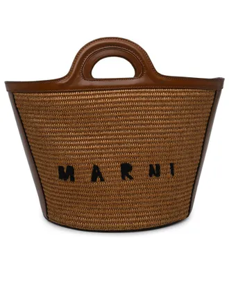 Marni Brown Leather Blend Tropical Bag
