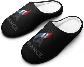 Generic France Eiffel Tower Funny Mens Cotton Slippers Soft Non-Slip Rubber Sole House Slipper Indoor Outdoor