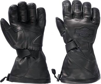 Harley-Davidson Mens Circuit Ii Waterproof Leather Gauntlet Gloves In Black