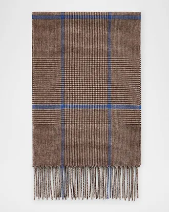 PIACENZA 1733 Men & apos;s Illinois Silk and Cashmere Houndstooth Scarf