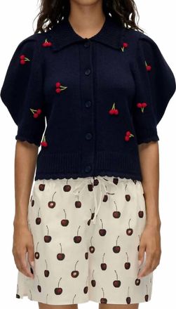 Stine Goya Bobble Knit Polo Cardigan In Cherries