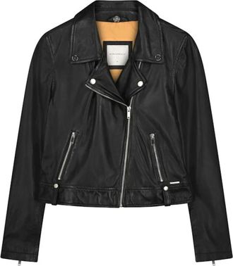 Rino&Pelle Klassieke Biker Jas - Dames - Jassen - Zwart - Maat: L Leer