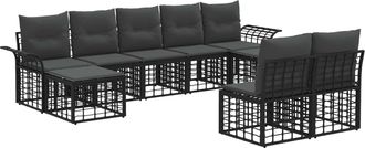 vidaXL Conjunto De Sof&aacute;s De Exterior 9 Uds. Negro Y Gris Oscuro Vidaxl