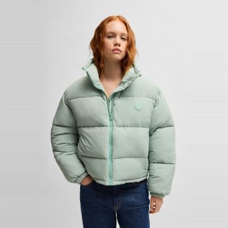 HUGO BOSS Hugo Womens Fortuna Solid Patterned Puffer Jacket in Bright Green - Size 10 UK