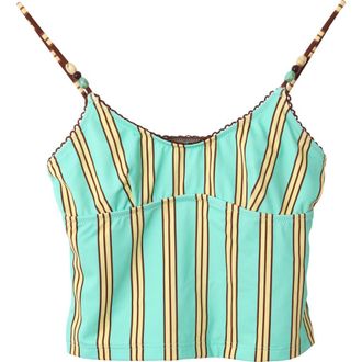 Damson Madder Trudi Stripe Crop Tankini Top in Mint at Nordstrom, Size 10 Us