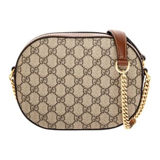 Gucci Tassen, Dames, Beige, ONE Size, Leer, GG Supreme Chain Bag
