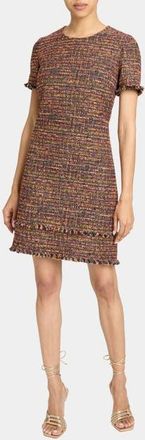 Santorelli MELANIA Short Sleeve Shift Dress in Multi Color Modern Tweed in Orange Glow at Nordstrom, Size 6