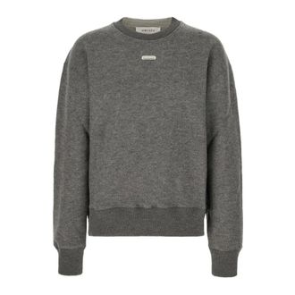 Alexander McQueen Hoodies & sweatvesten, Heren, Grijs, M, Wol, Logo Plaque Sweater
