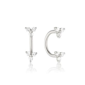 Lily & Roo Solid White Gold Diamond Style Triangle Lobe Stud Earrings