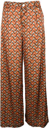 Think Wide-Leg Trousers With Geometric Pattern And Elastic Waist