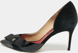 Carolina Herrera CH Carolina Herrera Size 37 Black Suede and Patent Leather Pointed Toe Dorsay Pumps