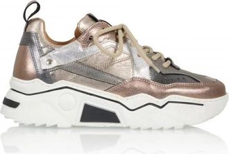 DWRS Chunky Sole Metallic Sneakers voor vrouwen - Dames - Sneakers - Beige - 37 EU - Leer - Schoenen