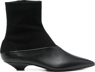 Sergio Rossi 30mm pointed-toe boots - women - Suede/Calf Hair/Calf Leather/Calf Leather/Fabric - 37.5 - Black