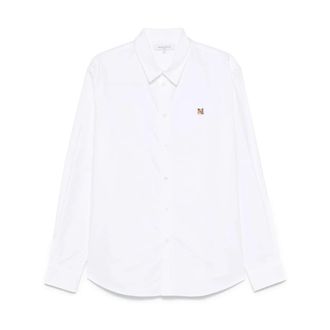 Maison Kitsun&eacute; Fox Head Shirt - Heren - Zakelijke Overhemden - Wit - M - Katoen - Overhemden