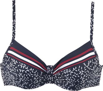 Lascana B&uuml;gel-Bikini-Top LASCANA Minimal, Damen, Gr. 38, Cup G, blau (marine, bedruckt), Polyamid, Bikini-Oberteile B&uuml;gel-Bikini-Top, mit verstellbaren Tr&auml;ger