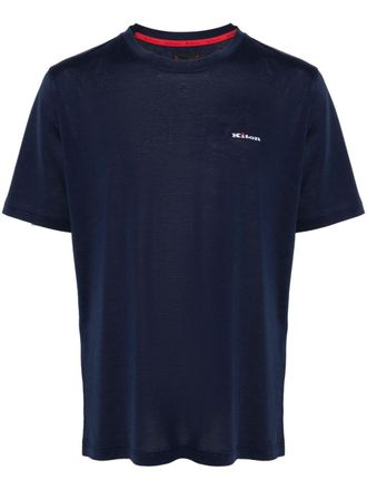 Kiton logo-embroidered cotton T-shirt - Blue