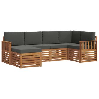 vidaXL Conjunto De Sof&aacute; Seccional Con Coj&iacute;n 6 Pcs Natural Y Antracita Vidaxl