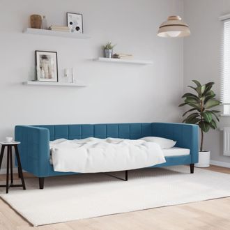 vidaXL Sof&aacute; Cama Sin Colch&oacute;n Terciopelo Azul 90x200 Cm Vidaxl
