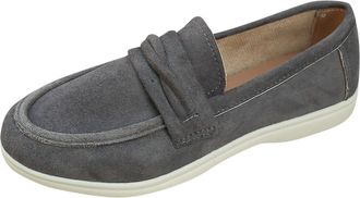 Generic Womens Loafers Wide Width Casual Pumps Shoes Solid Color Retro Breathable Comfortable Classic Slip On Flat Shoes Walking Shopping Gray