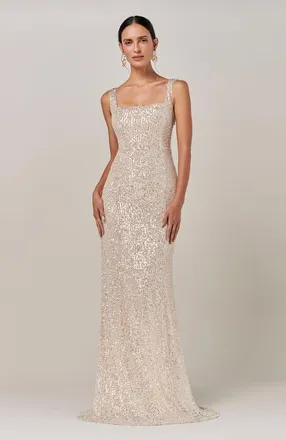 BWLDR Hozier Gown in Champagne Sequin at Nordstrom, Size 4
