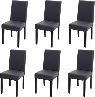 Hhg Hhg - Juego De 6 Sillas De Comedor Silla De Cocina Littau, Polipiel, Gris Mate, Patas Oscuras