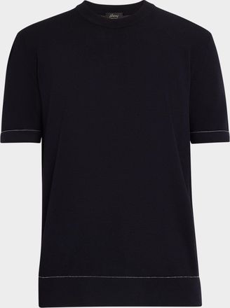 Brioni Men & apos;s Sea Island Cotton Short-Sleeve Crewneck Sweater