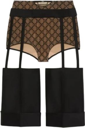 Gucci Wollen Zijden Short met Uitsparingen - Dames - Korte rokken - Zwart - L - Wol - Rokken